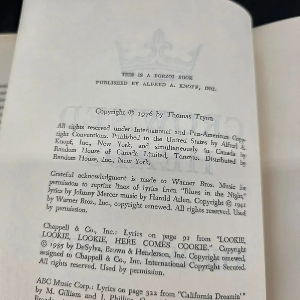 Crowned Heads Thomas Tryon 1976 Collectible Horror Novella Alfred A. Knopf